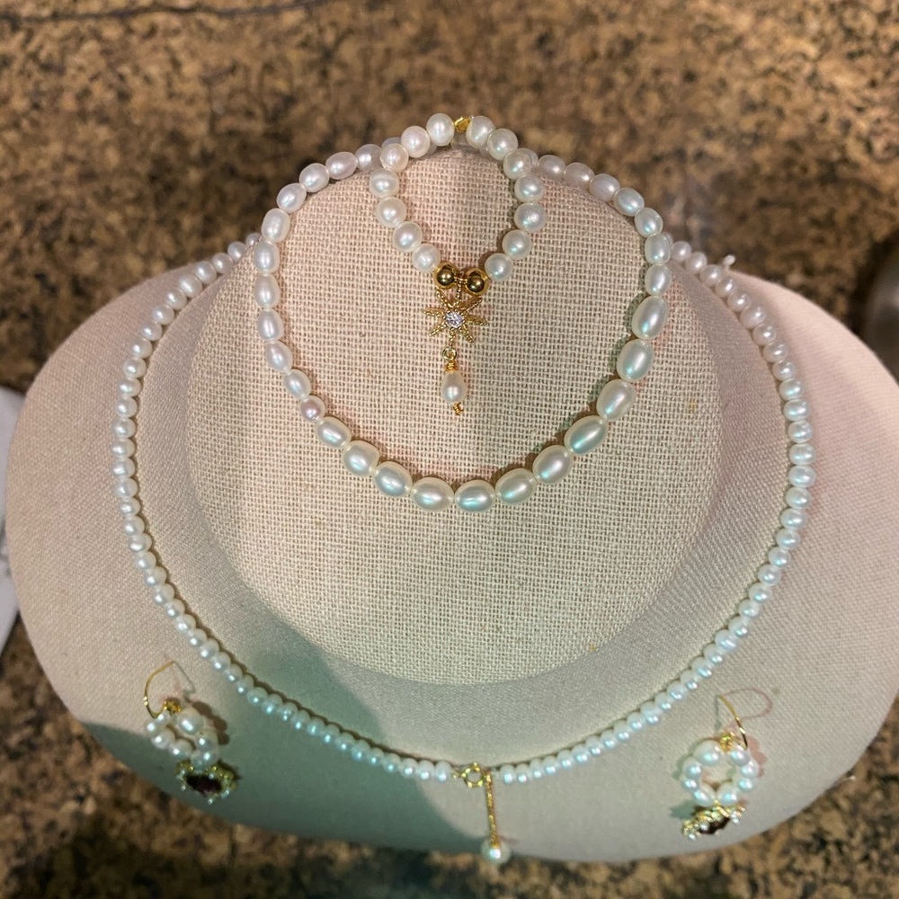 natural pearl necklace set of 4